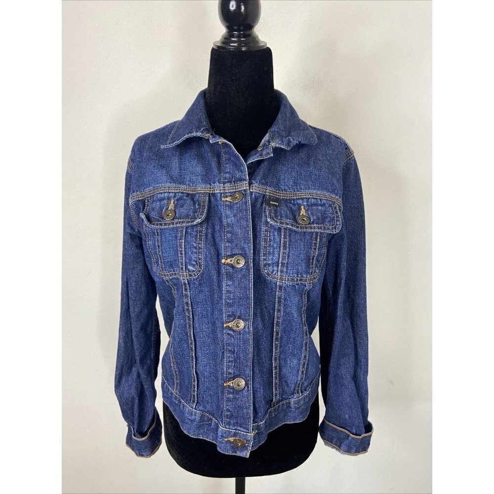 Vintage Ikeda 700 Series Woman L Denim Jean Trucker Jacket Y2K